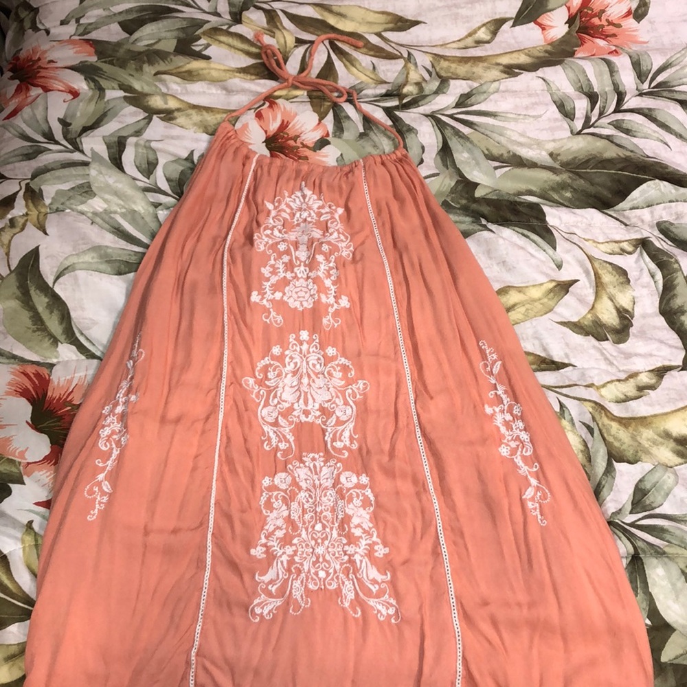 Coral dress with pockets